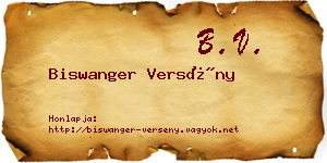 Biswanger Versény névjegykártya